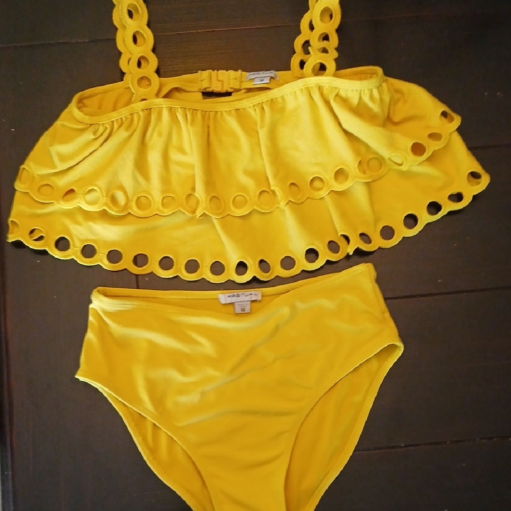 Habitual Girls Yellow Ruffled Bikini Set